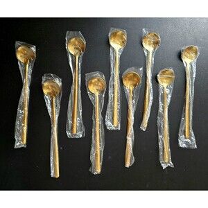 Tea Spoons Gold-tone Metal Set of 8 New & Sealed 6.5 Inches Long Desert Fun Too!